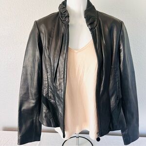 Tahari Black Genuine Leather Women's Jacket XS